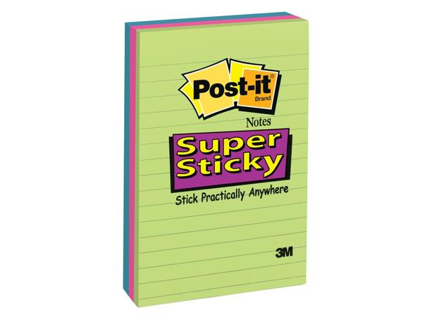 Post-it® Super Sticky linjer 102x152mm(3 
